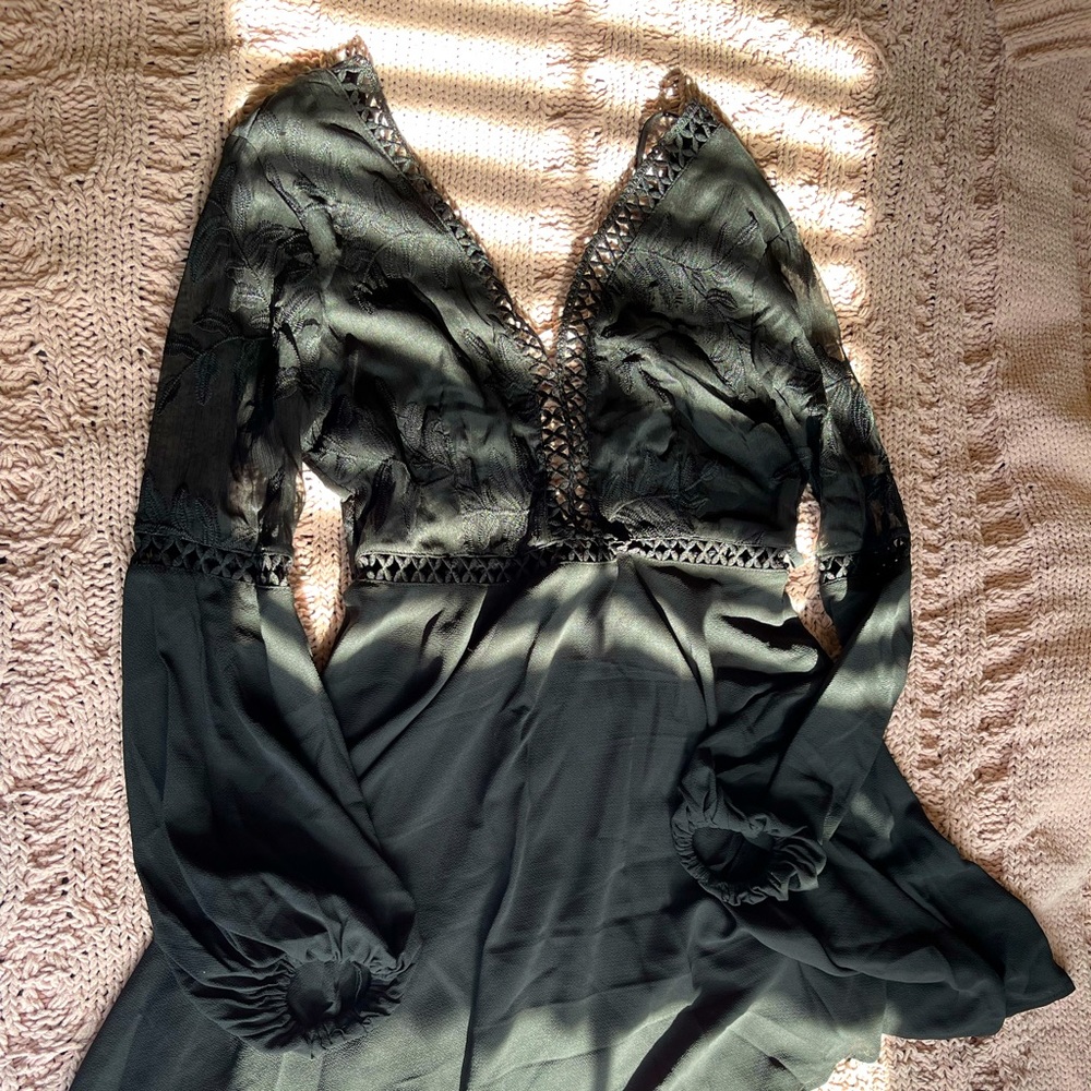 Lace front black dress. Super formal and cute!